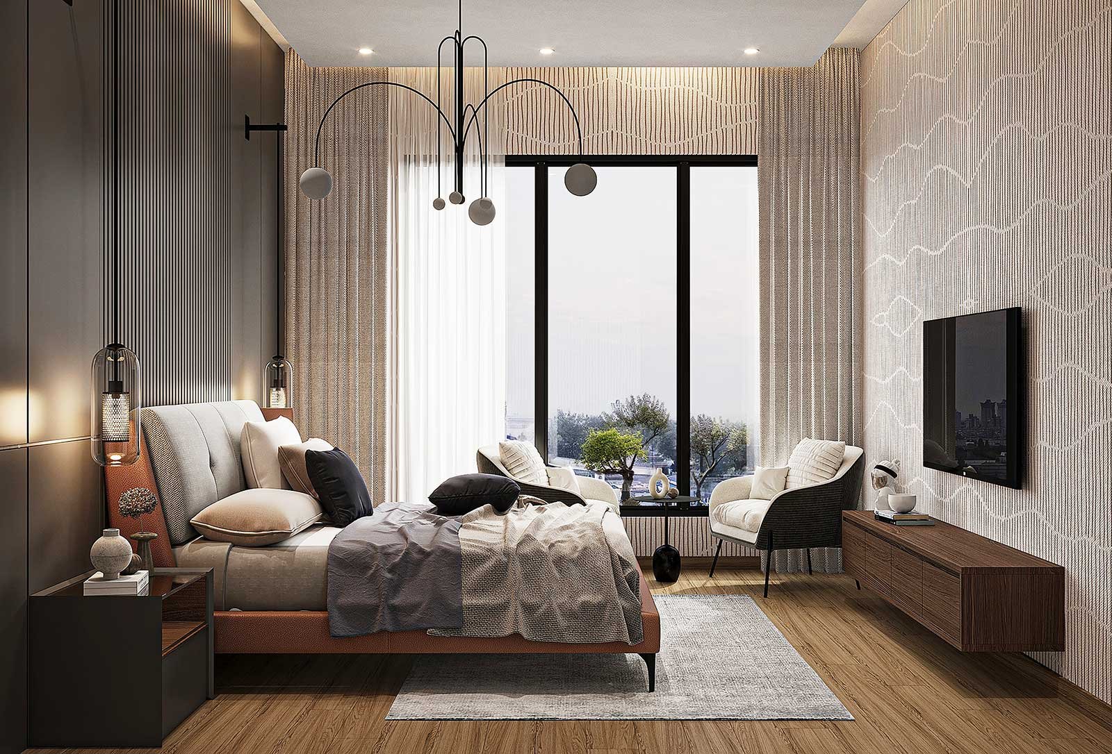 Master bedroom with city view