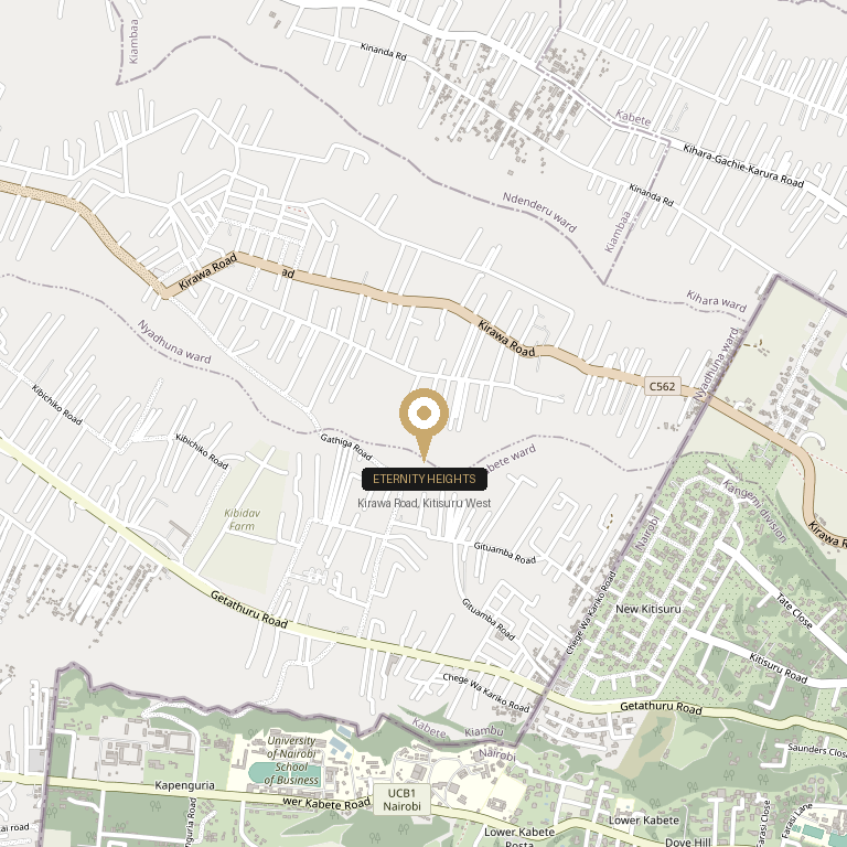 Map showing Eternity Heights location in Kitisuru West, Nairobi